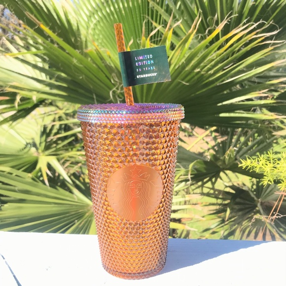 STARBUCKS 50TH ANNIVERSARY GRANDE 16 OZ (473 ml) GOLD/COPPER STUDDED TUMBLER - Picture 1 of 4